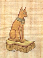 Goddess Bastet Papyrus Painting